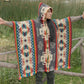 Unisex Alpaca Wool Poncho. (Gray Wolf Spirit) Exclusive Handcrafted by Indigenous Hands! Unisex. One Size. FREE SHIPPING! Gift Ideas.