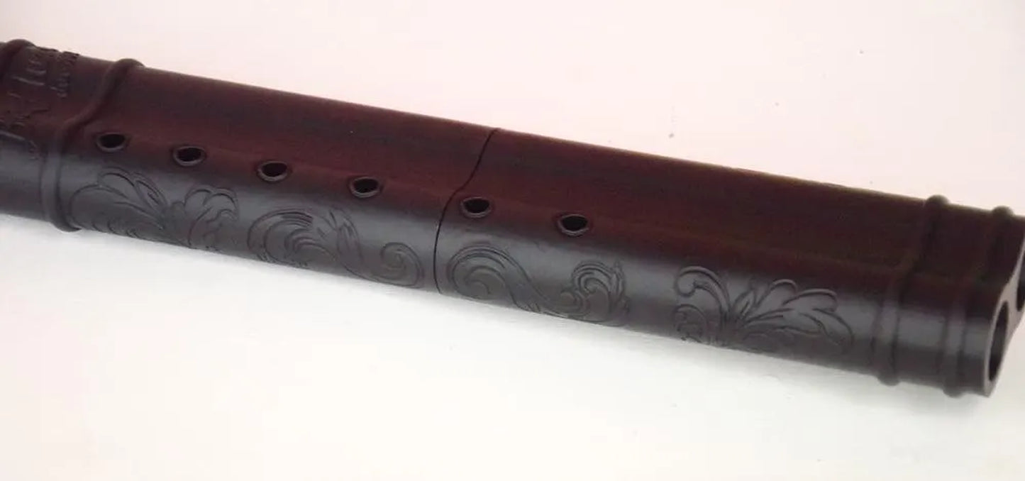 Baflute F# Medium Low Tone Drone Flute, 432Hz Double Chamber Drone Flute, Native American Style Flute, Black