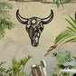 1Pc Decorative Bull Skull Metal Wall Sculpture – Bohemian Long-Horned Water Buffalo Wall Décor, Floral Desert Wall Hanging