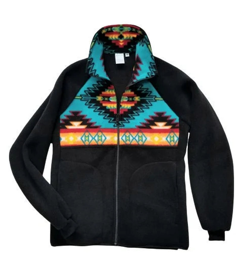 Native American Aztec Fleece Jacket, Men or Women Winter Coat, SOUTHWEST Print, Unisex Sizes, inside Zip Pocket. Choose Your Size XS - XXL