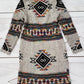 Boho Aztec Tribal Cowichan Southwestern Knit Long Cardigan Sweater Duster Coat Top Western Fall Winter Women'S Outerwear