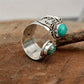 Vintage Wrap Ring Silver Plated Delicate Carving on the Surface Inlaid Turquoise Boho Style Jewelry Match Daily Outfits