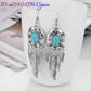 Natural Turquoise Earrings Carved Gemstone Fashion Accessories 925 Silver Luxury Stone Charm Real Jewelry Feather Amulet