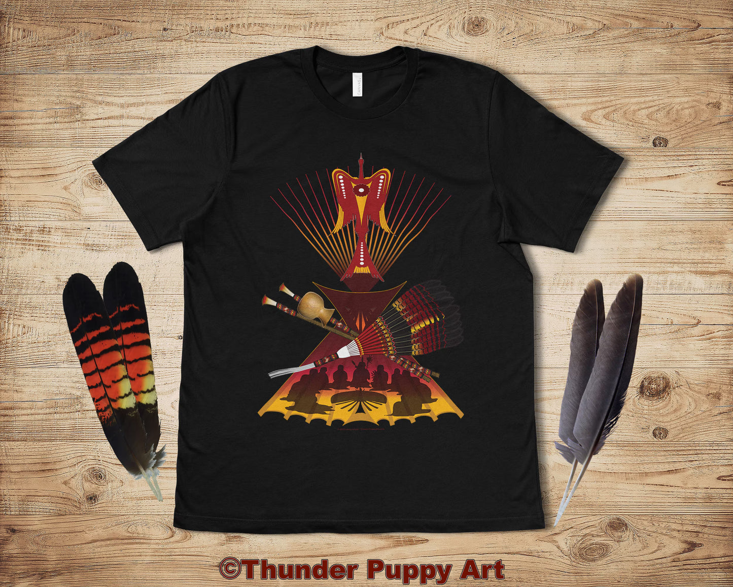Native American Shirt, Peyote Lodge, Water Bird, Portion Donated, Shamanic Art, Peyote Fan, MMIW, Orange Shirt Day, Unisex Short Sleeve Tee