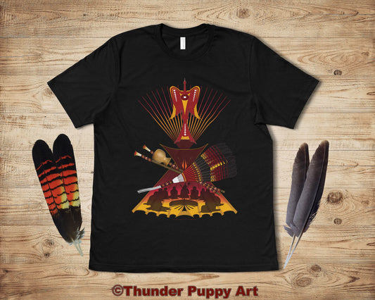 Native American Shirt, Peyote Lodge, Water Bird, Portion Donated, Shamanic Art, Peyote Fan, MMIW, Orange Shirt Day, Unisex Short Sleeve Tee