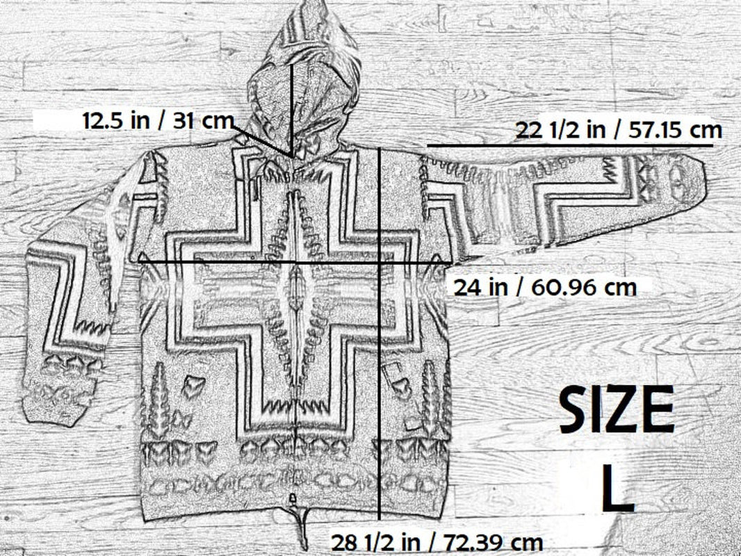 Handmade Alpaca Wool Jacket. (Aqua Southwestern Cross) Unisex. Crafted by Indigenous Crafters. Super Warm and Soft.Free Shipping!Gift Ideas.