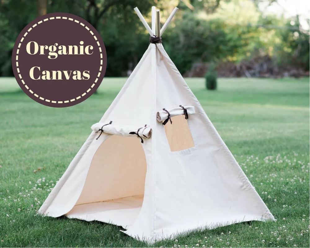 Organic Kids Teepee, Unique Roll up Door, Two Sizes