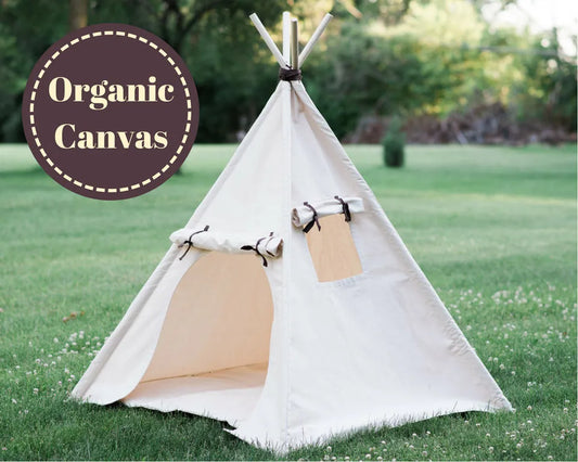 Organic Kids Teepee, Unique Roll up Door, Two Sizes