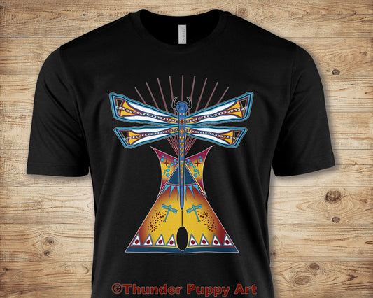 Native American T-Shirt, Dragonfly Lodge,Tipi, Portion Donated, MMIW, Native Hope, Parfleche Design, Lakota,Unisex Short Sleeve Tee