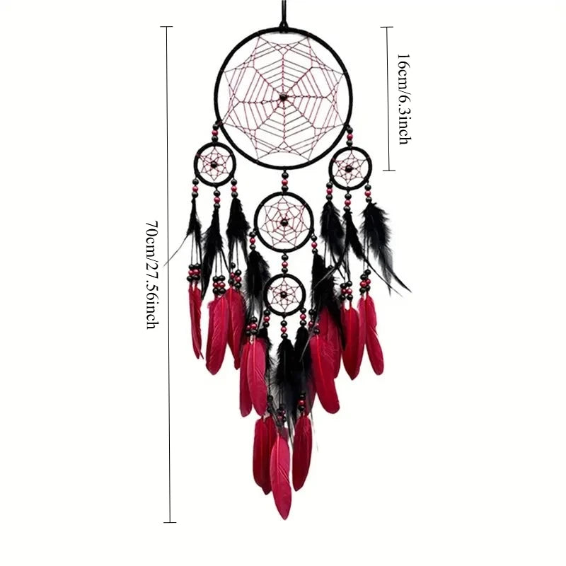 1Pc Vibrant Bohemian Handmade Feather Dream Catcher - Perfect for Christmas or Fairy Tale Themed Rooms, Feather Decor