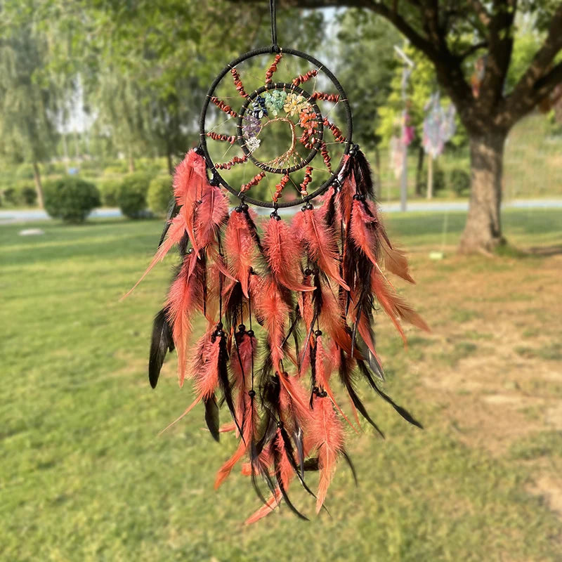Dream Catcher Tree of Life Crystal Hand-Woven Feathers Wind Chimes Wall Hangings for Bedroom Creative Festival Gifts Home Decor