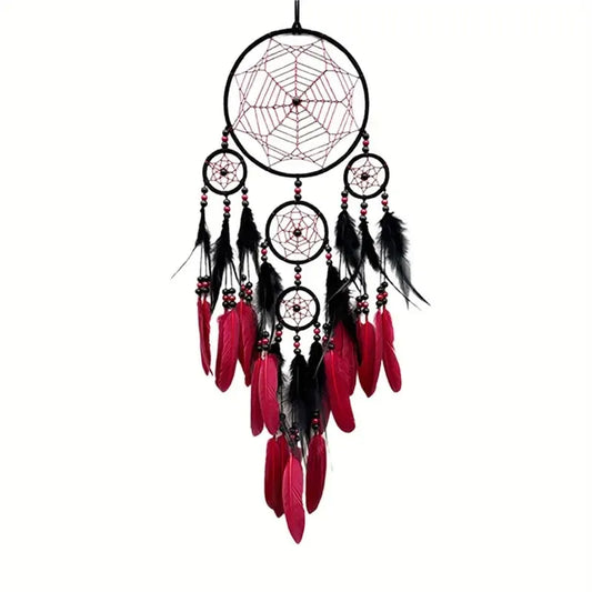 1Pc Vibrant Bohemian Handmade Feather Dream Catcher - Perfect for Christmas or Fairy Tale Themed Rooms, Feather Decor