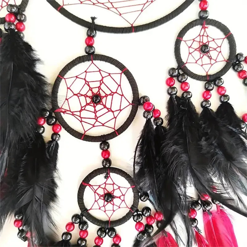 1Pc Vibrant Bohemian Handmade Feather Dream Catcher - Perfect for Christmas or Fairy Tale Themed Rooms, Feather Decor