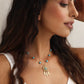 1 Pc Bohemian Dream Catcher Necklace for Women Vintage Tassel Feather Turquoise Beads Long Chain Necklace Boho Tribal Necklace