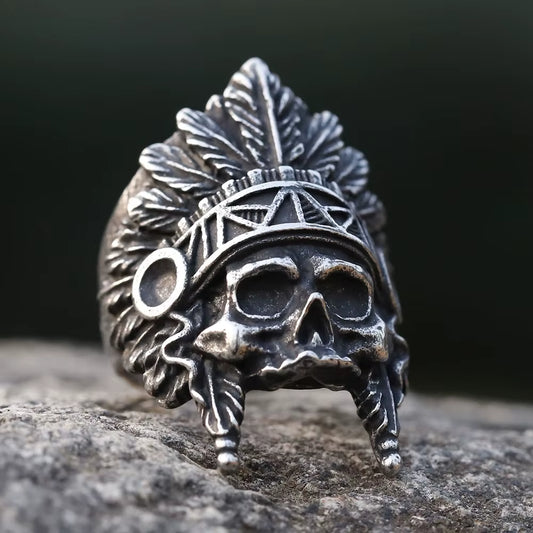 2025 New Vintage Stainless Steel Indiana Skull Ring for Men Biker Punk Hip Hop Gothic Jewelry for Gift Free Shipping