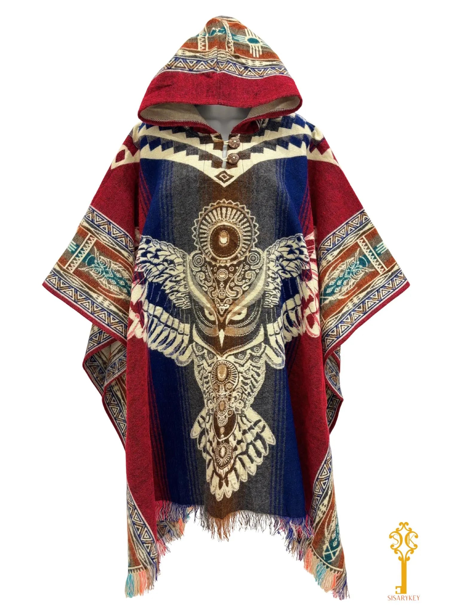 Wise Owl Native Alpaca Poncho | Handmade | Unique Clothing | Christmas Gift Idea|