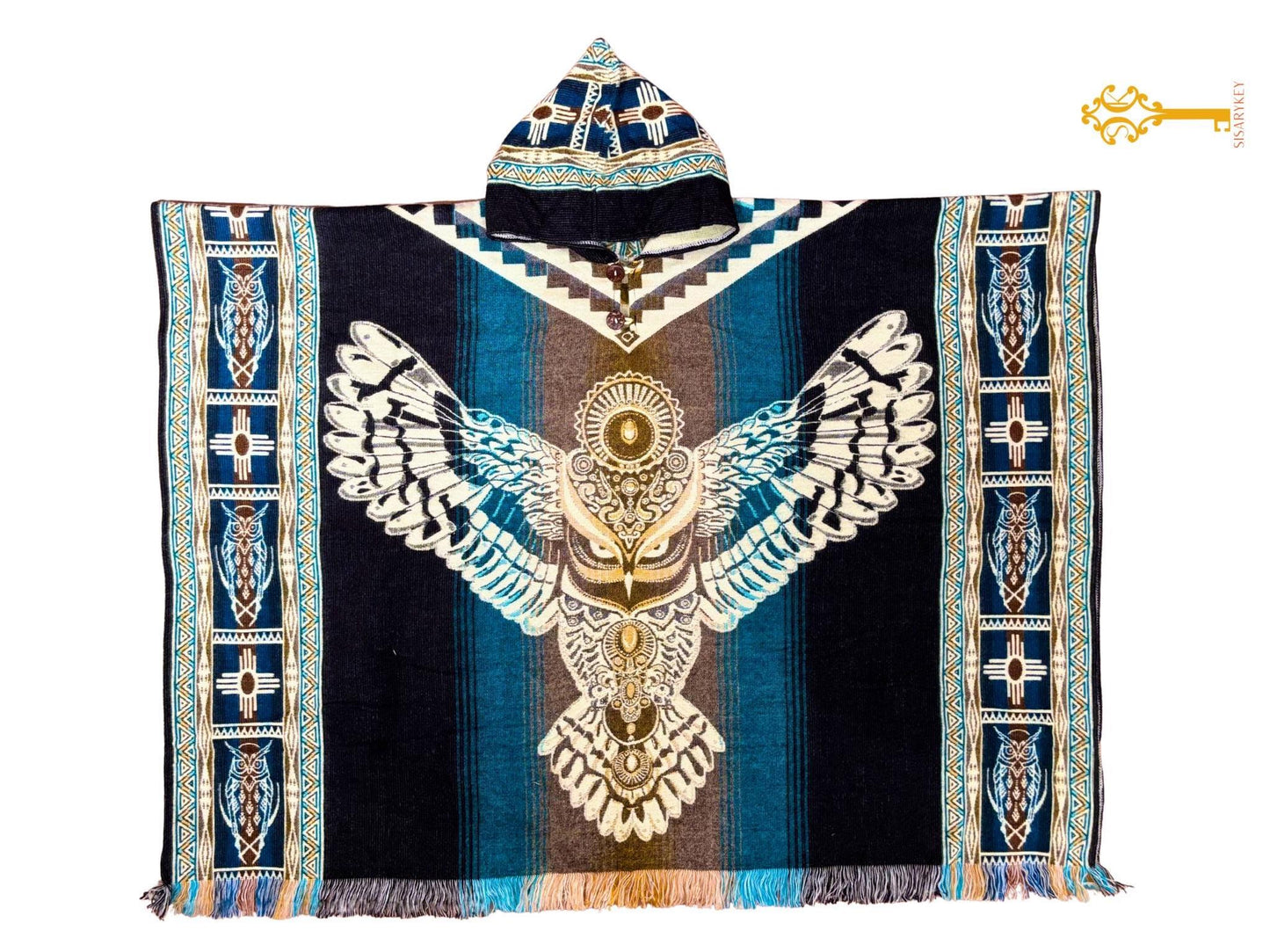 Wise Owl Native Alpaca Poncho | Handmade | Unique Clothing | Christmas Gift Idea|