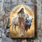 White Buffalo Calf Woman Golden Hour Canvas Wall Art, Sacred White Buffalo Artwork, 7 Sizes
