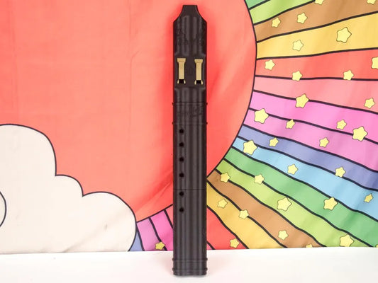 Baflute F# Medium Low Tone Drone Flute, 432Hz Double Chamber Drone Flute, Native American Style Flute, Black