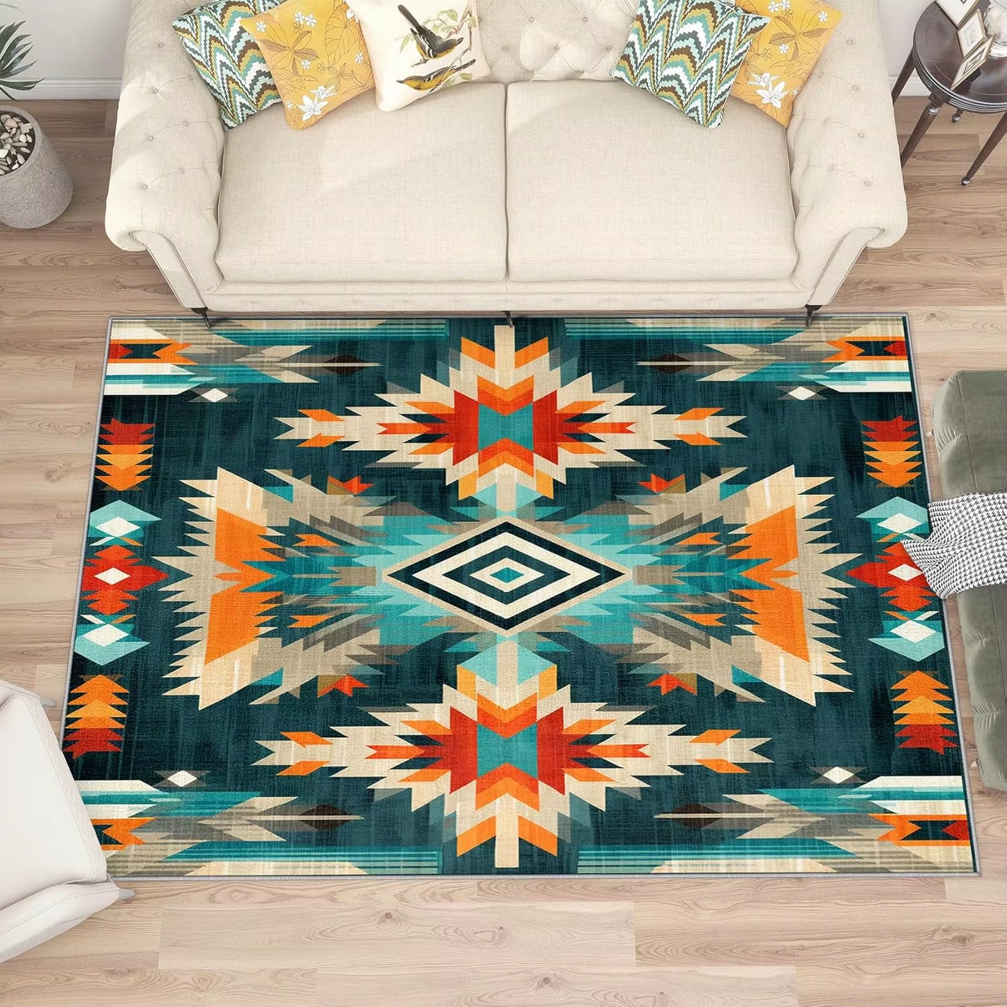 Geometric Totem Carpet Native American Area Rug Southwestern Tribal Rugs Ethnic Geometric Abstract Carpet anti Slip Large Carpet