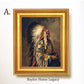 Framed Native American Oil Painting Print on Canvas, Indian Chief Canvas Art Print of Antique Painting, Framed Fine Art Native American Art