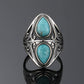 Vintage Natural Turquoise Rings for Women Men Retro Original Design Bohemian Ring S925 Silver Gemstone Female Fine Jewelry Gifts