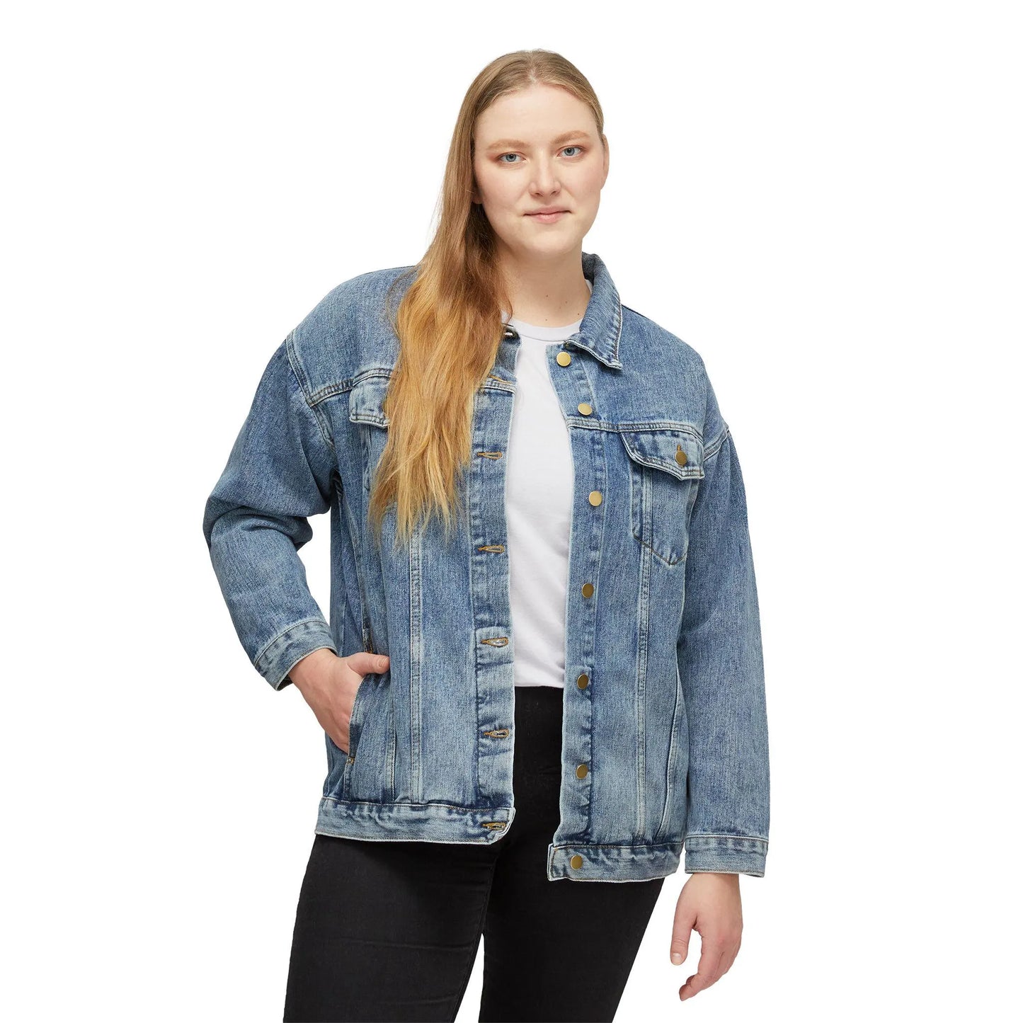 Denim Jacket: Native American Skull War Bonnet - Boho Festival Style