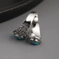 Vintage Wrap Ring Silver Plated Delicate Carving on the Surface Inlaid Turquoise Boho Style Jewelry Match Daily Outfits