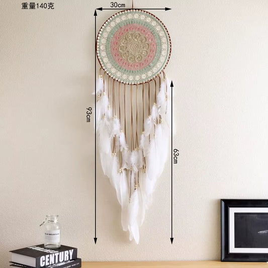 Colorful Woven round Dreamcatcher Home Decor Bedroom Hanging Decoration Feather Tassel Handicraft Article