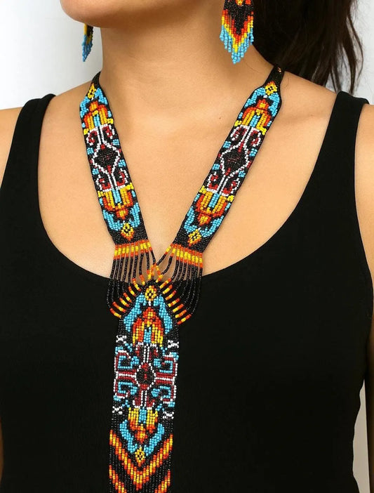 Handmade Beaded Necklace with Matching Earrings