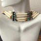 Buffalo Bone Bead Choker Tribal Necklace Turquoise Native American Indian Style 4 Strand