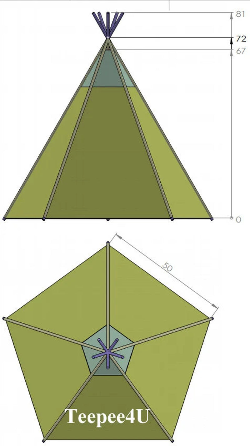 8' Front Open Saguaro Canvas Teepee, Kids/Adult Teepee, Kids Play Tent, Childrens Play House, Tipi,Kids Room Decor