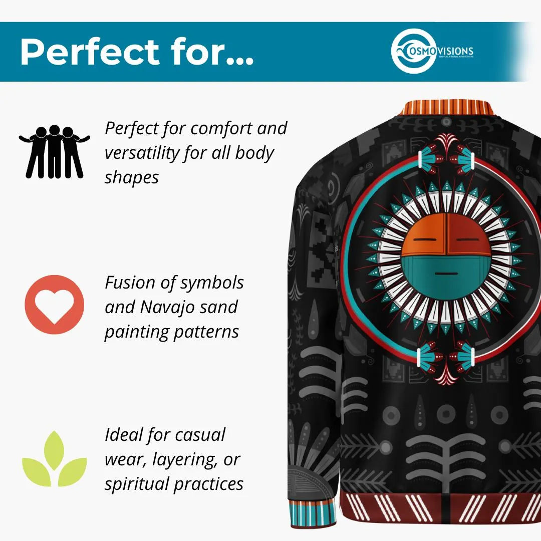 Navajo Art Unisex Bomber Jacket - Native American Culture Sand Painting
