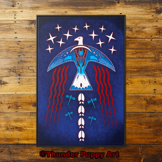 Ghost Dance Eagle Matte Canvas Print,Native American Art, Indigenous Wall Art, Framed,Lakota, Native Decor, 6 Sizes 3 Color Frames,