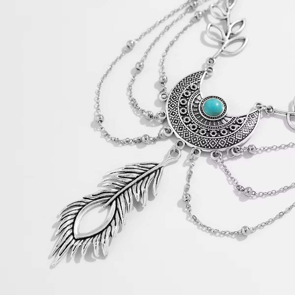 Vintage Metal Feather Pendant Upper Arm Bracelet Boho Metal Pattern Metal Arm Bracelet Women Indian Dance Body Jewelry