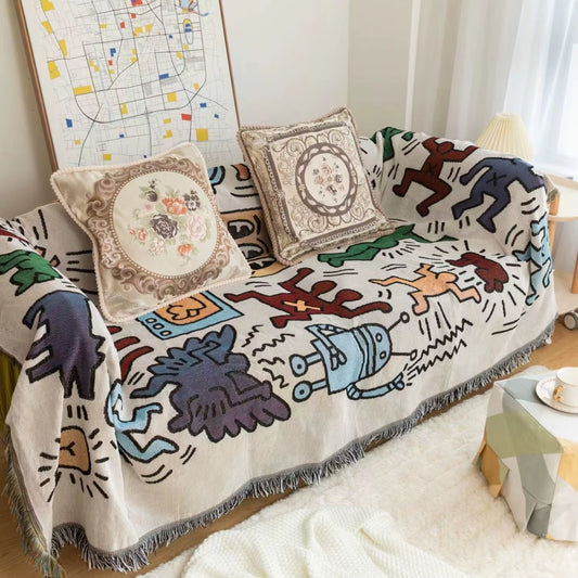 Picnic Outdoor Camping Tassels Blanket Ethnic Bohemian Striped Plaid Knitted Blankets for Bed Travel Garden Rug Mats Sofa Cover