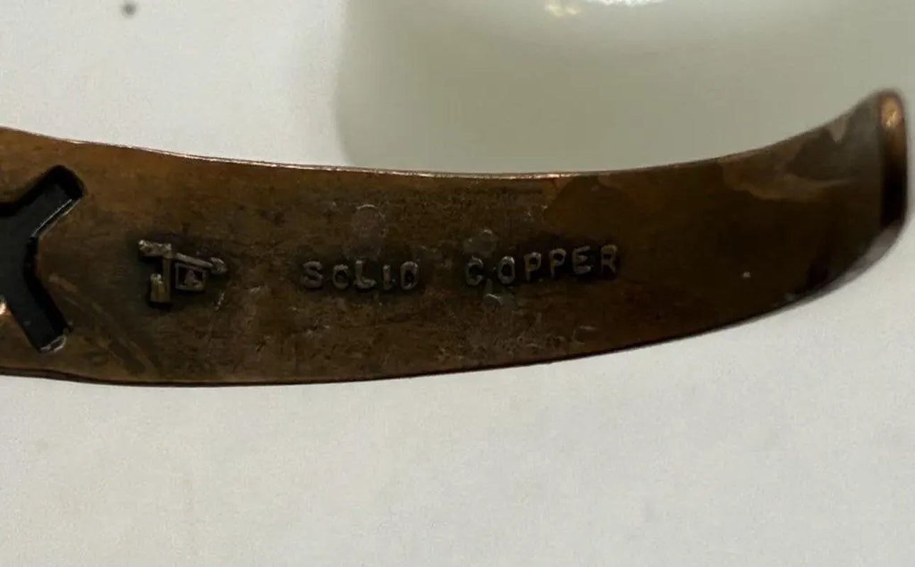 VTG Child’S Southwest Native American Signed Copper by Bell Cuff Bracelet