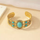 Vintage Bohemian Style Artificial Inlaid Turquoise Cuff Bangle for Women Men Personality Creative Design Bangles Jewelry Gift