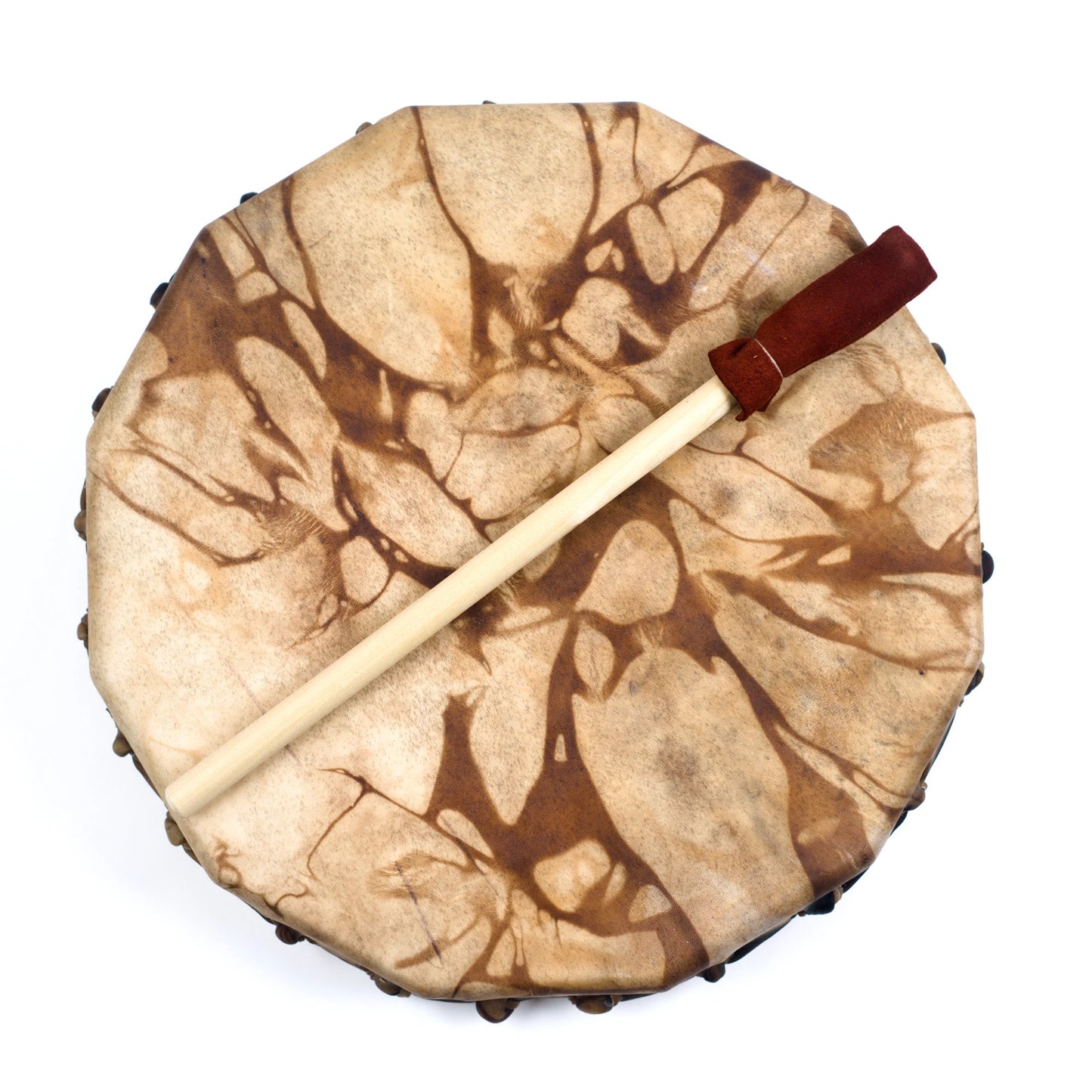 Round Shaman Frame Drum, Native American Style, Deer Skin Head, Leather Mallet, Sizes 10” 13” 16”