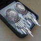 Native American Hammered Sterling Silver Earrings with White Beaded Tassels