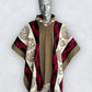 Alpaca Wool Poncho in Beige/Red. Navajo Southwestern Poncho Handcrafted by Indigenous Hands. Soft and Warm with Hood. One Size Unisex Use.