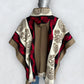 Alpaca Wool Poncho in Beige/Red. Navajo Southwestern Poncho Handcrafted by Indigenous Hands. Soft and Warm with Hood. One Size Unisex Use.