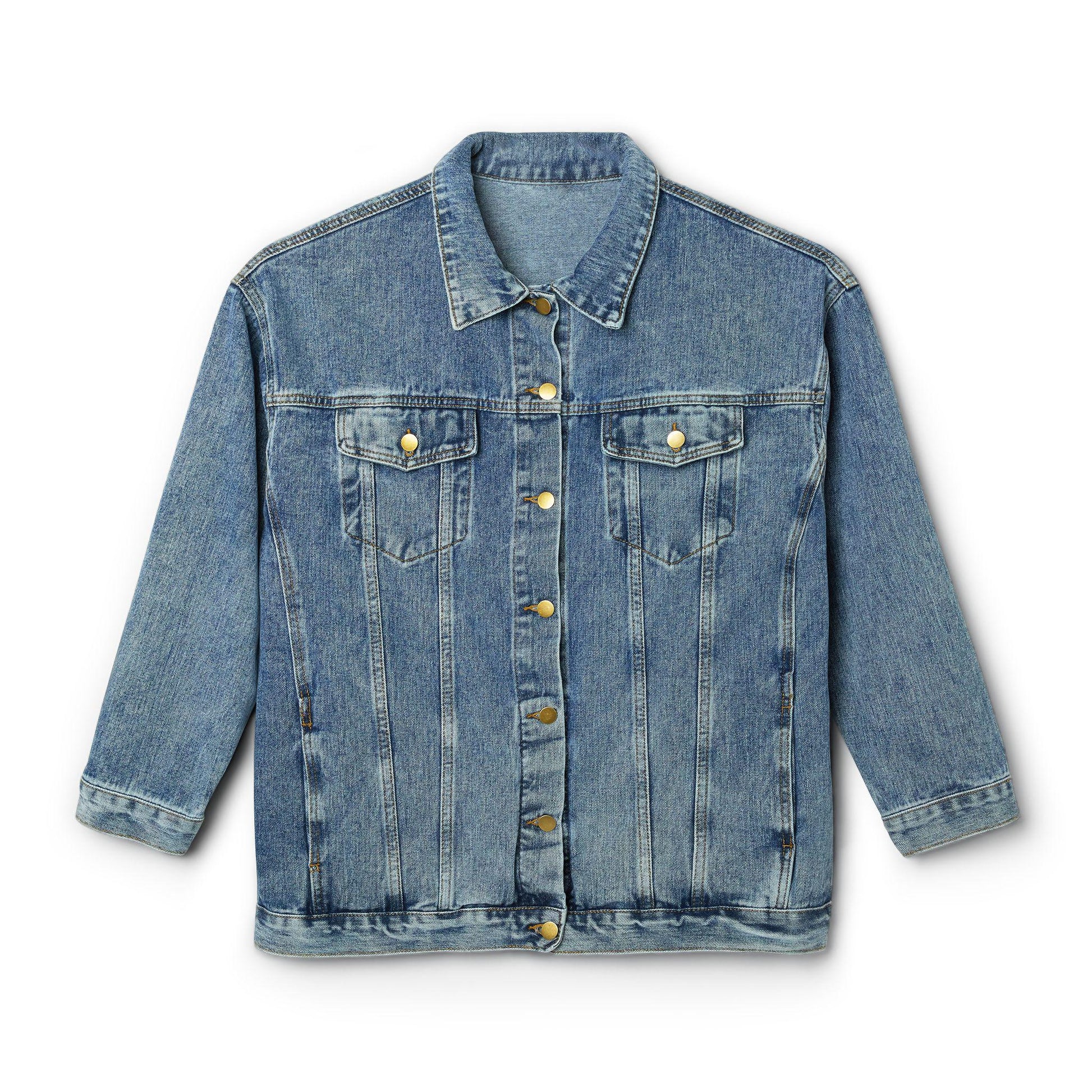 Denim Jacket: Native American Skull War Bonnet - Boho Festival Style