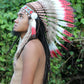 Indian Headdress Replica, White and Red Feathers Short Length