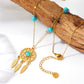 1 Pc Bohemian Dream Catcher Necklace for Women Vintage Tassel Feather Turquoise Beads Long Chain Necklace Boho Tribal Necklace