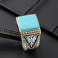 Vintage Eagle Turquoise Ring for Men Hand Carved Classic Eagle Ring Bohemian Natural Stone Ring Bohemian Turquoise Jewelry Chic