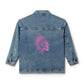 Denim Jacket: Native American Skull War Bonnet - Boho Festival Style