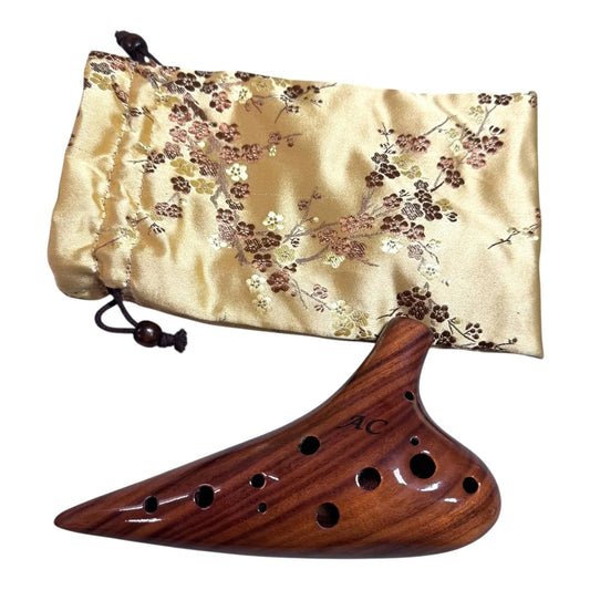 Vtg 12 Hole Wooden Ocarina Alto C Acacia Wood Tenor C Ocarina Music Instrument