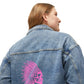 Denim Jacket: Native American Skull War Bonnet - Boho Festival Style