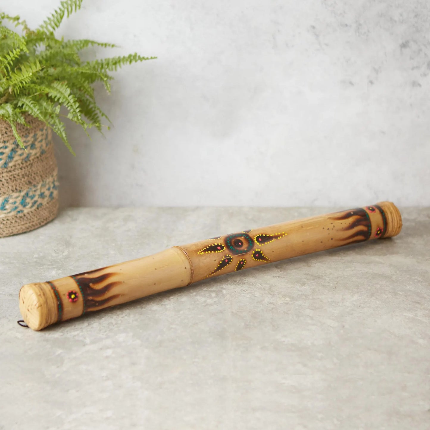 Bajawa Bamboo Dot Painted Rainstick 30 or 60Cm Musical Instrument